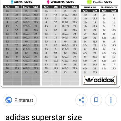 adidas superstar lengte|adidas superstar size chart.